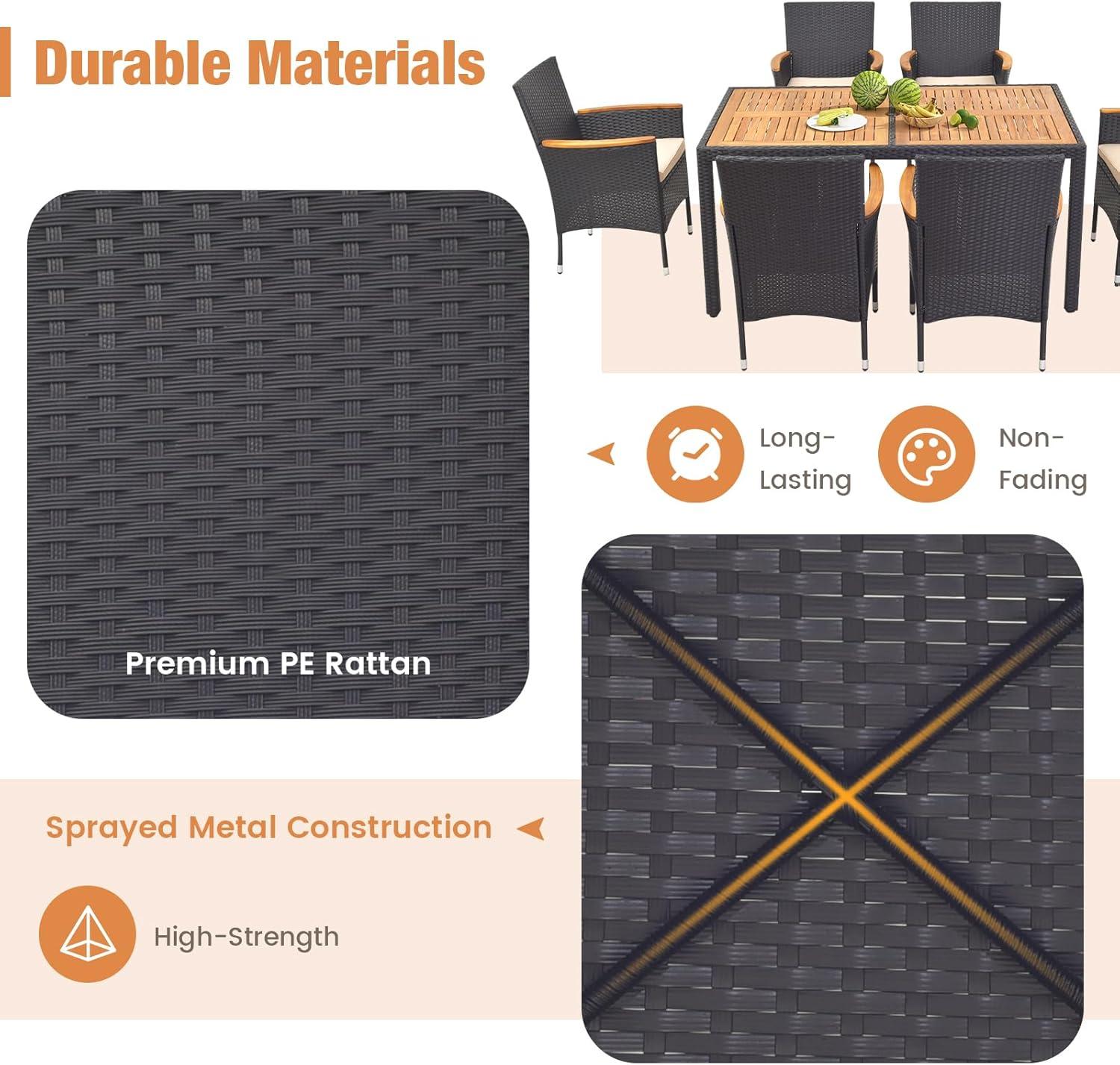 Elevate Outdoor Dining with Elegant Acacia & Rattan Comfort