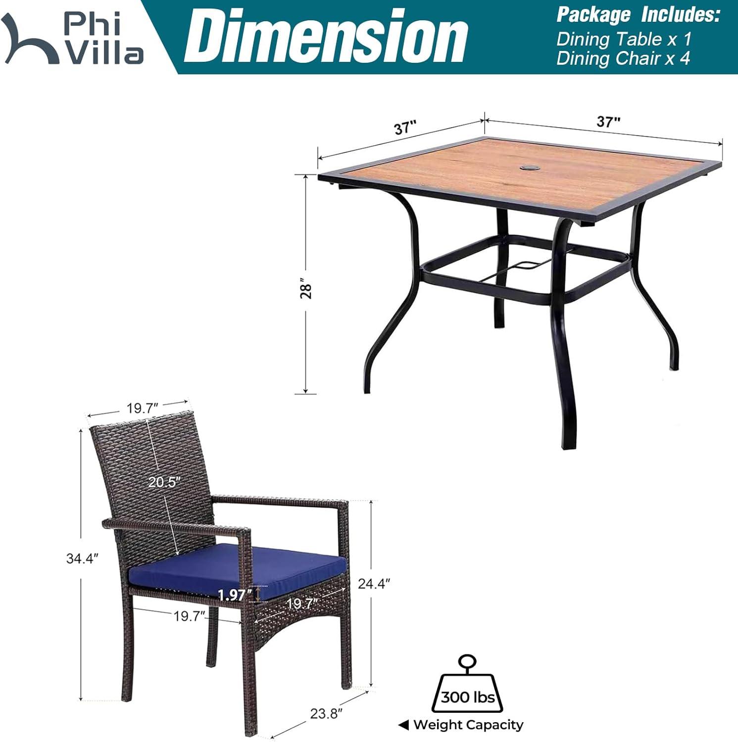 Enjoy Outdoor Dining‍ with ‌PHI VILLA's Sturdy 5-Piece Set