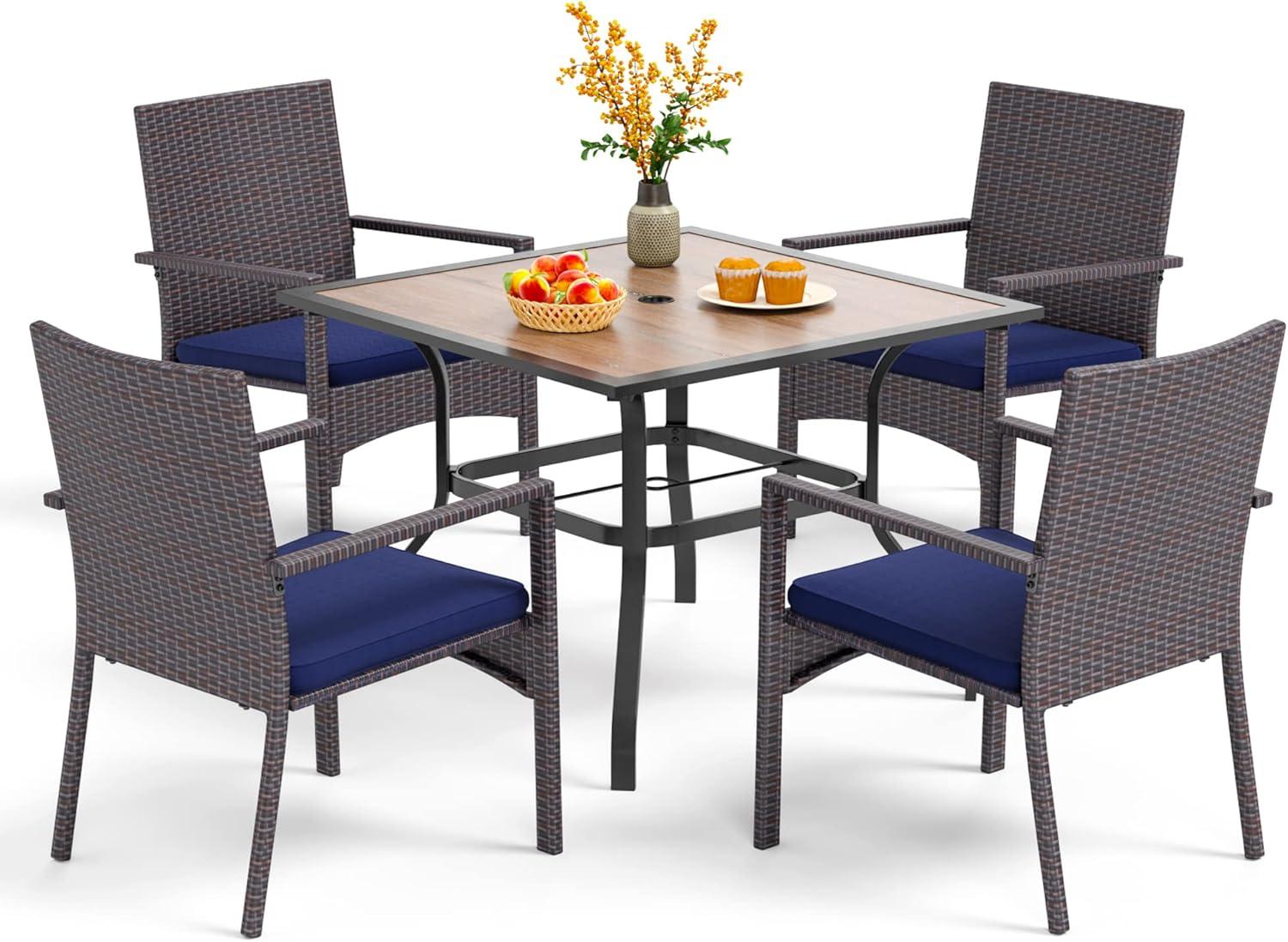 Enjoy Outdoor Dining with PHI VILLA's Sturdy 5-Piece Set