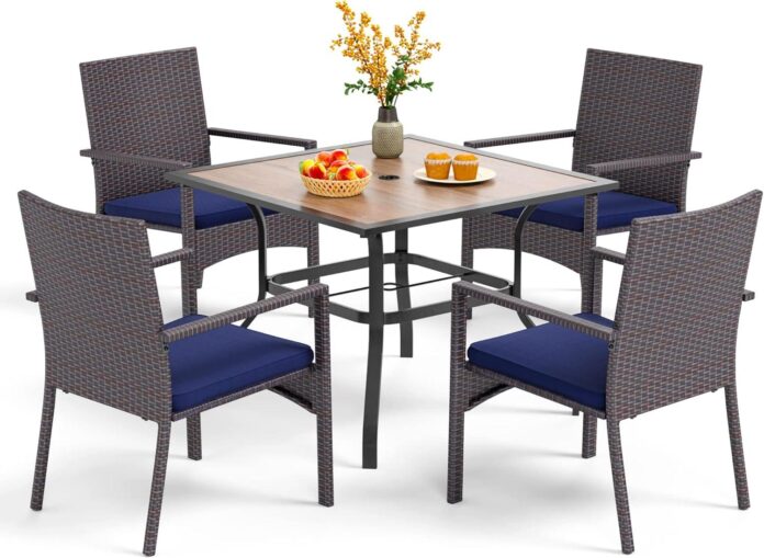 Enjoy Outdoor Dining With Phi Villa Sturdy 5 Piece Set