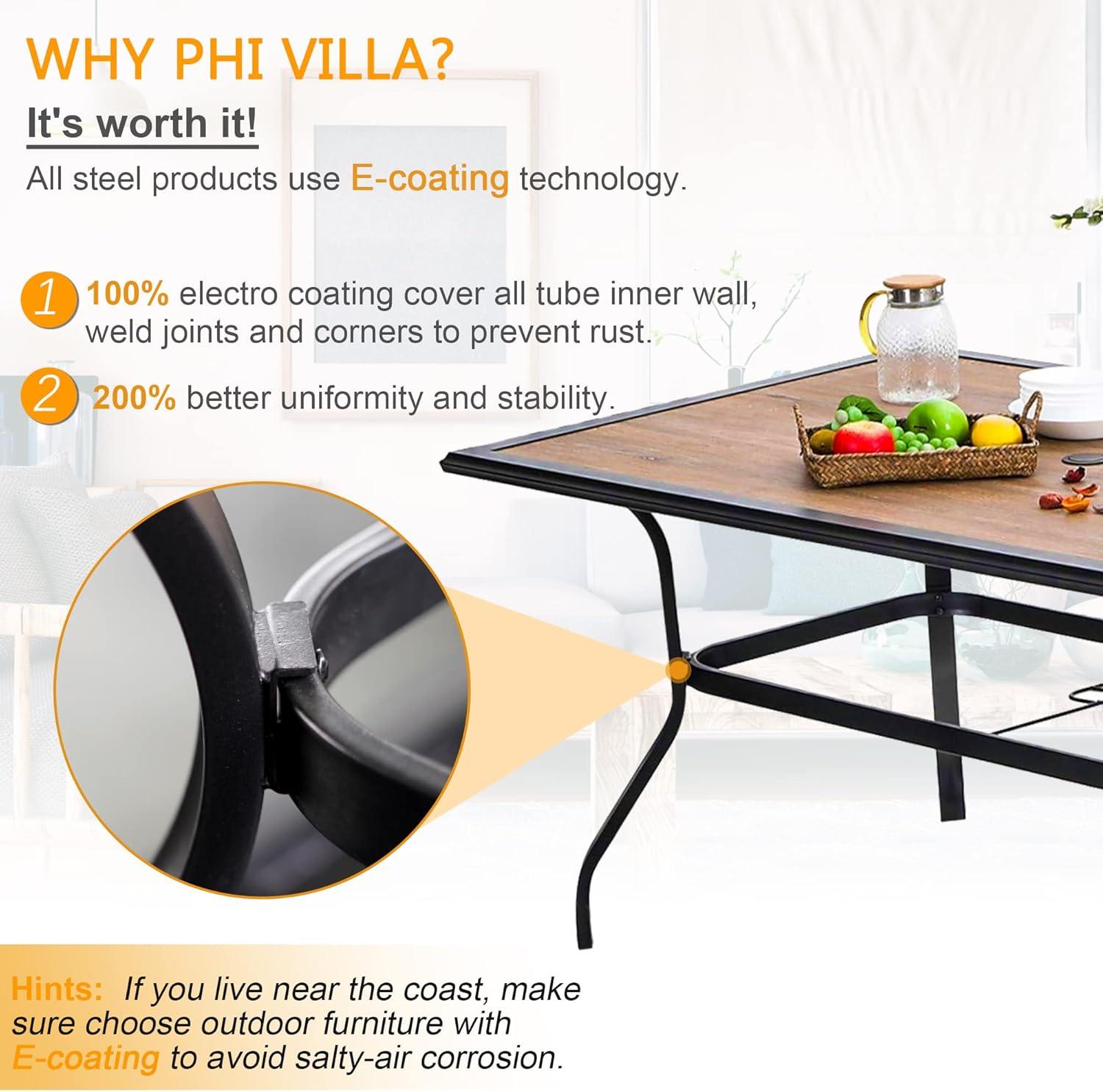 Enjoy Outdoor Dining with PHI VILLA's Sturdy 5-Piece Set