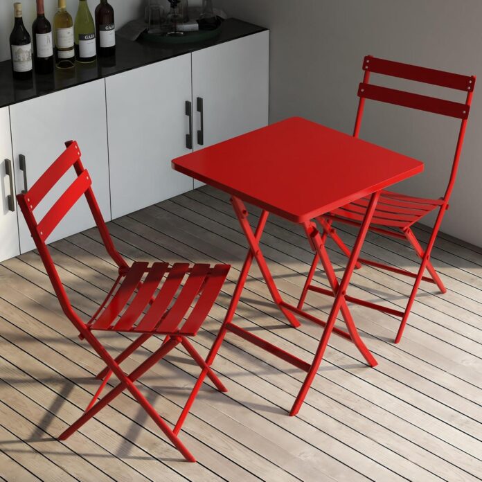 Finding Cozy Comfort Our Take On A Compact Red Patio Bistro Set