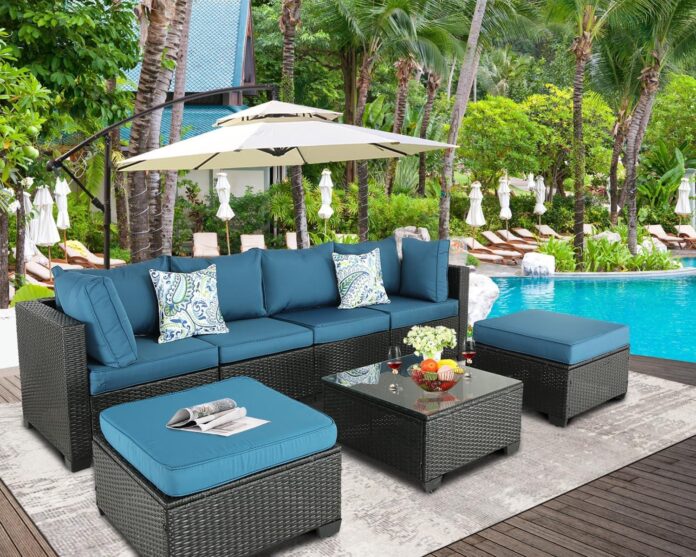 Gather Around Comfortably Exploring The Peacock Blue Outdoor Sectional Set Gather Around Comfortably Exploring The Peacock Blue Outdoor Sectional Set