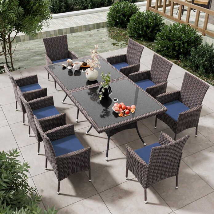 Gathered In Style Exploring A Navy Rattan Dining Set For Eight
