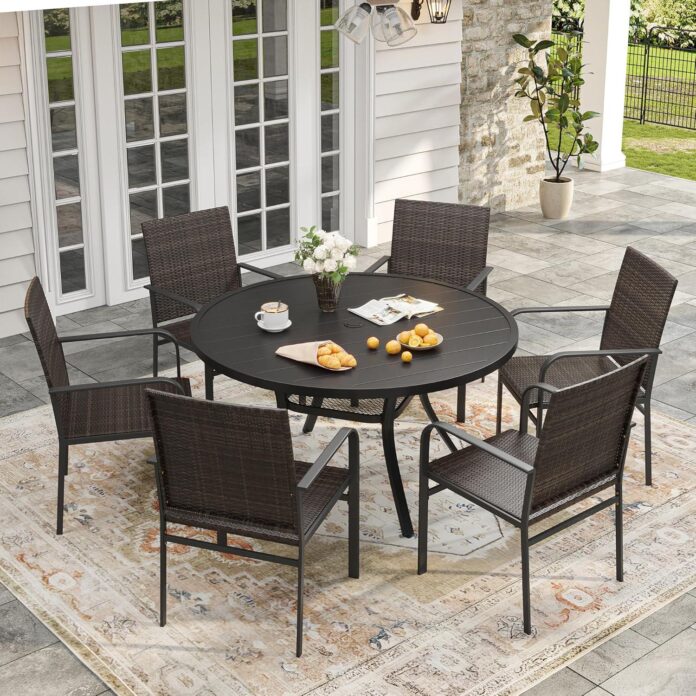 Gathering Around The Vicllax 7 Piece Rattan Patio Dining Set