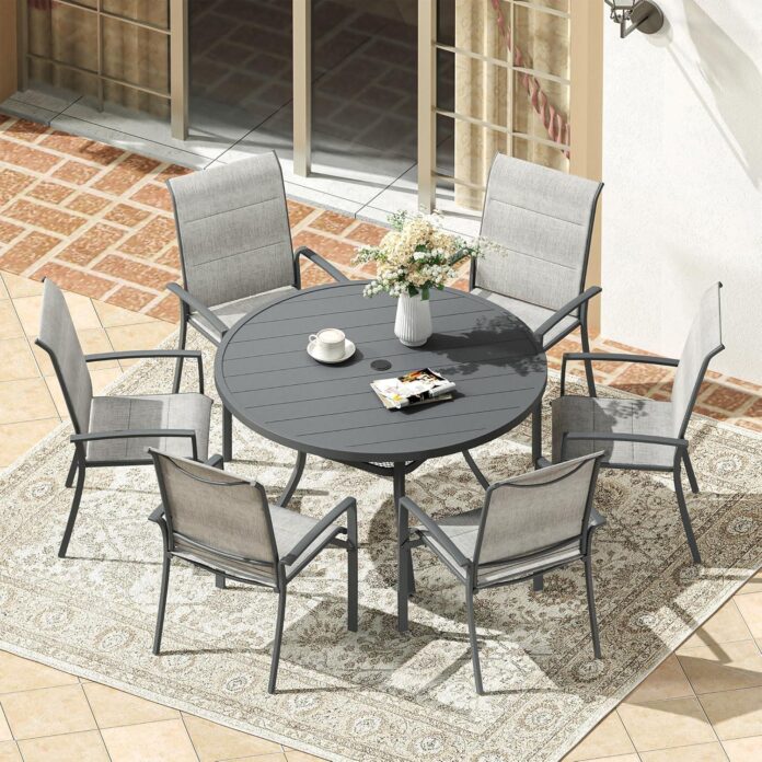 Gathering Comfortably Outdoors Exploring Vicllax 7 Piece Dining Set
