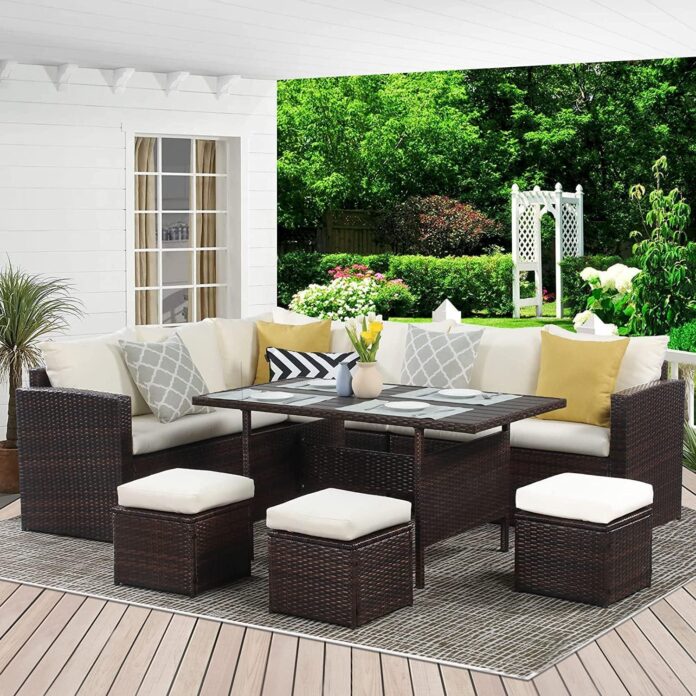 Gathering In Style Exploring The 7 Piece Pe Rattan Patio Sofa Set