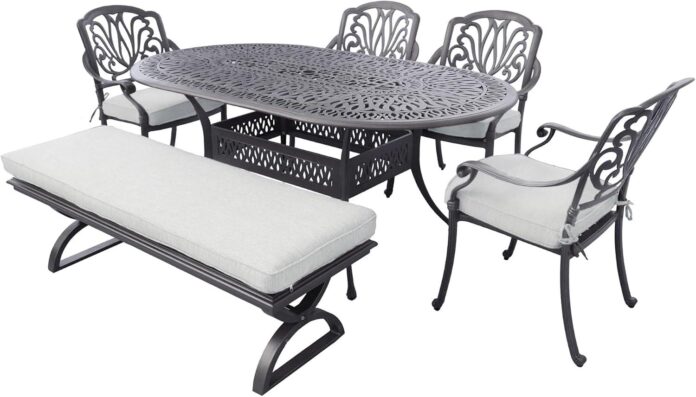Gathering In Style With The Oval 6 Person Aluminum Dining Set