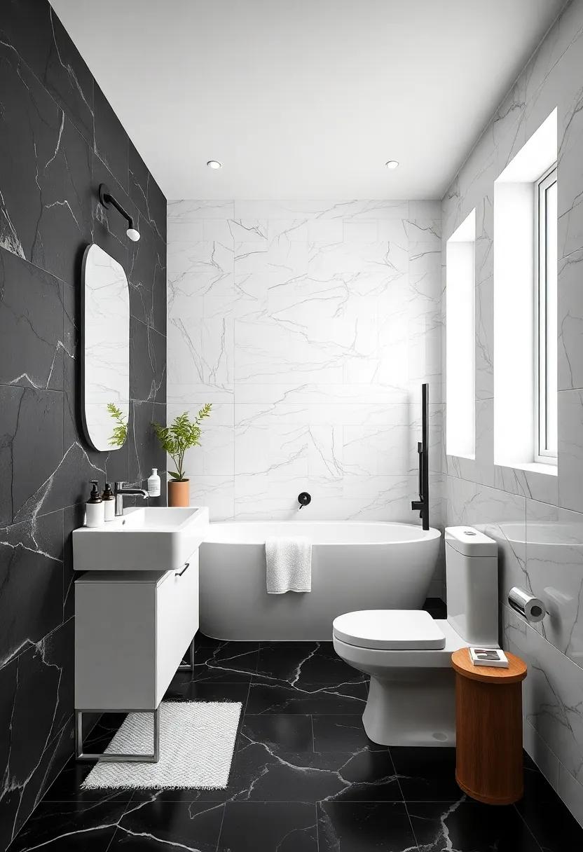 Ebony and Ivory Elegance:⁢ Classic black and white ‌tiles paired with <a href=