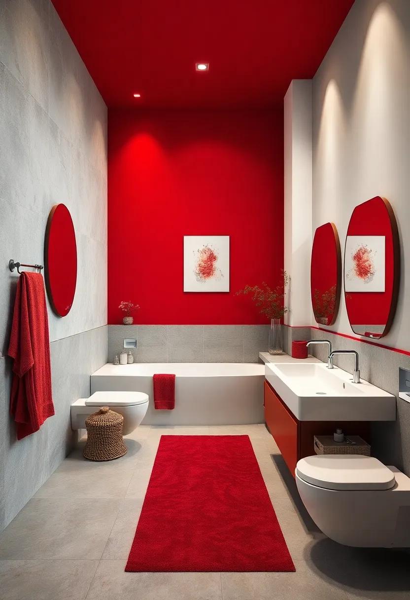 Bold Red and Snow White: Striking​ red walls or accessories against snowy white fixtures make‍ a dynamic and energetic statement