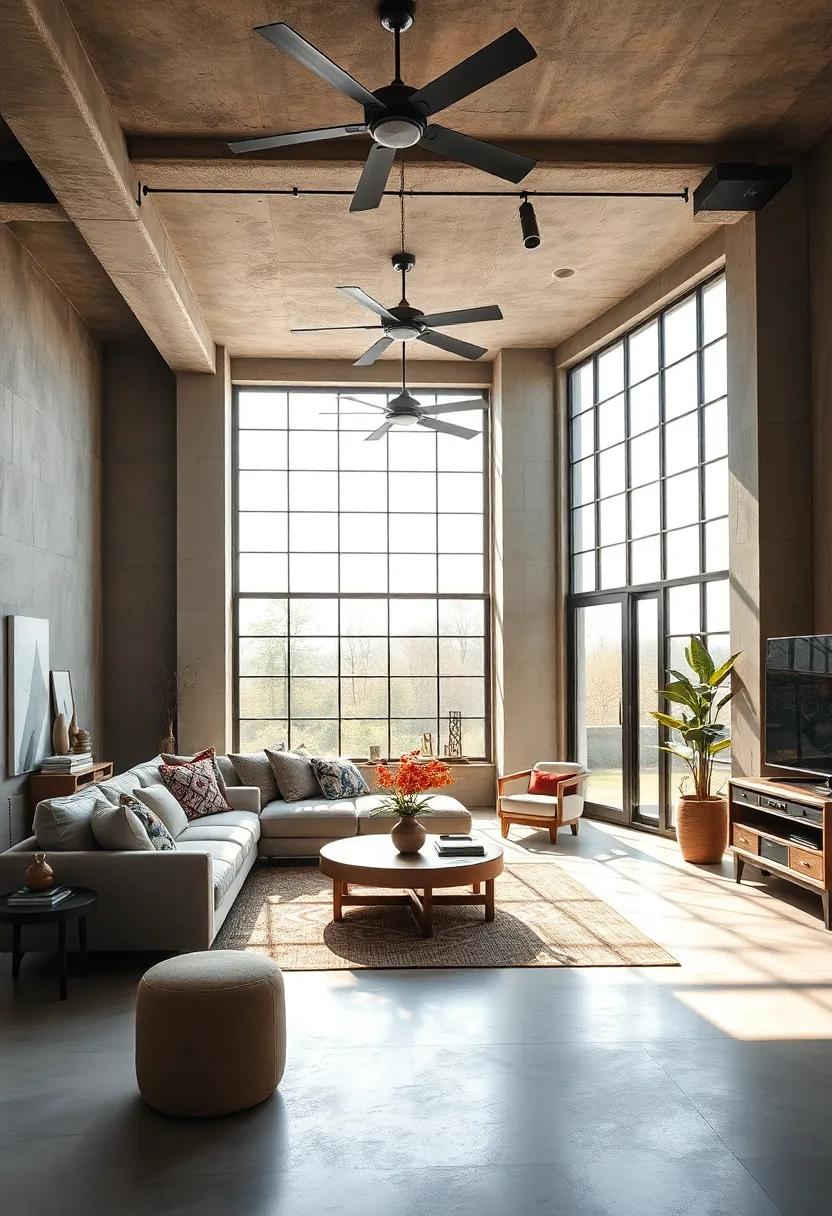 Combine factory-style⁣ ceiling ⁢fans with open window‌ sections to optimize ventilation‍ and ⁤maintain a cool,​ open ambiance