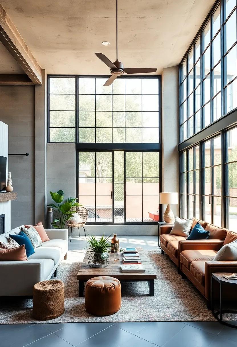 Use reclaimed wood furniture and leather⁢ accents ‌alongside ⁣industrial⁣ steel window⁣ frames​ to forge a cozy, airy⁤ atmosphere
