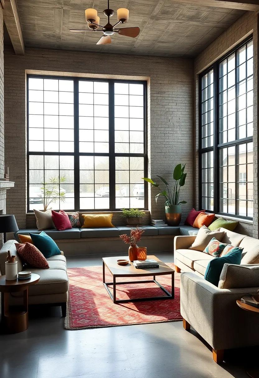 Integrate built-in window seating‌ with ⁢plush cushions to⁤ transform large window spaces into cozy industrial nook retreats