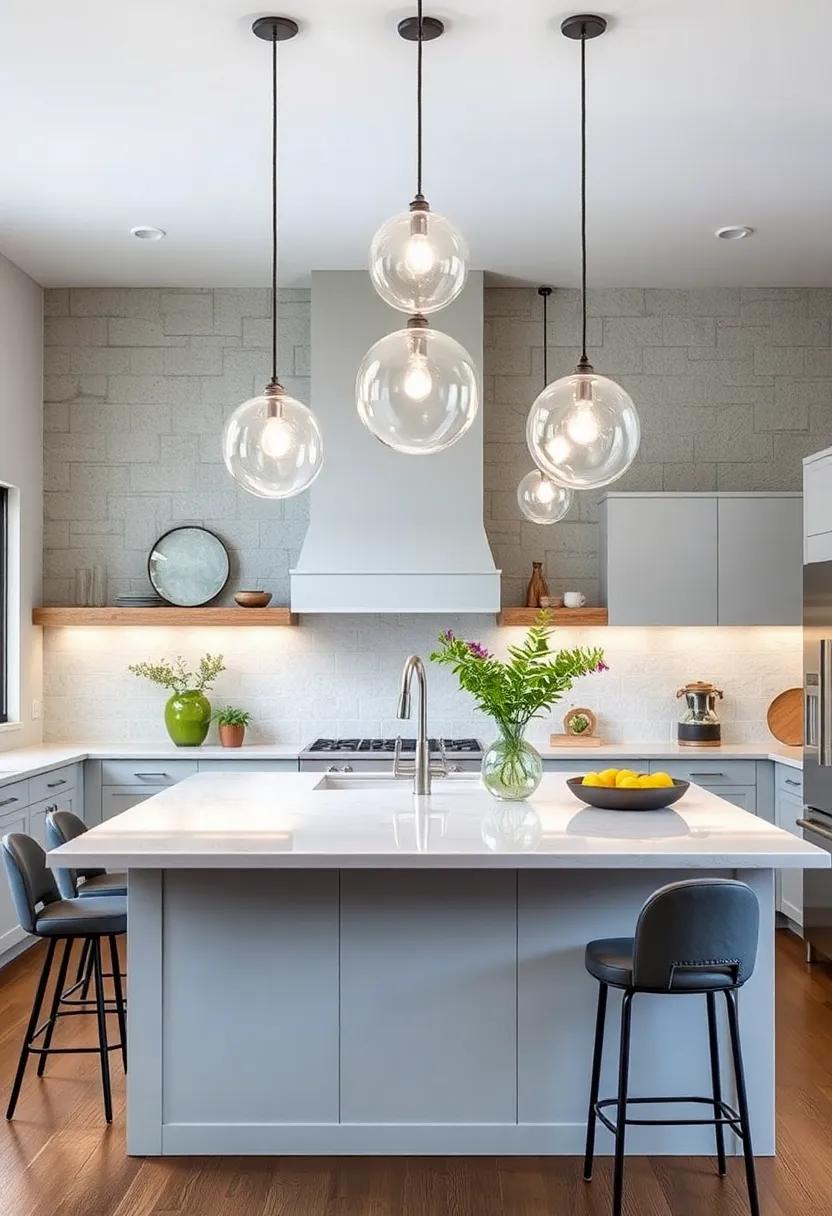 Sleek Glass Globe Pendants: These clear glass ⁢globes add a modern, airy ‌feel while providing ample light to illuminate your kitchen island
