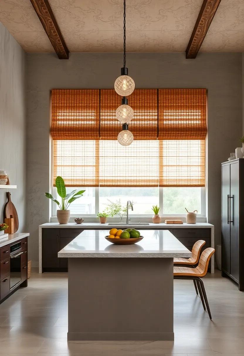 Bamboo and Rattan Shades:‍ Natural‍ woven shades ‍introduce texture and a breezy, tropical feel to your culinary environment