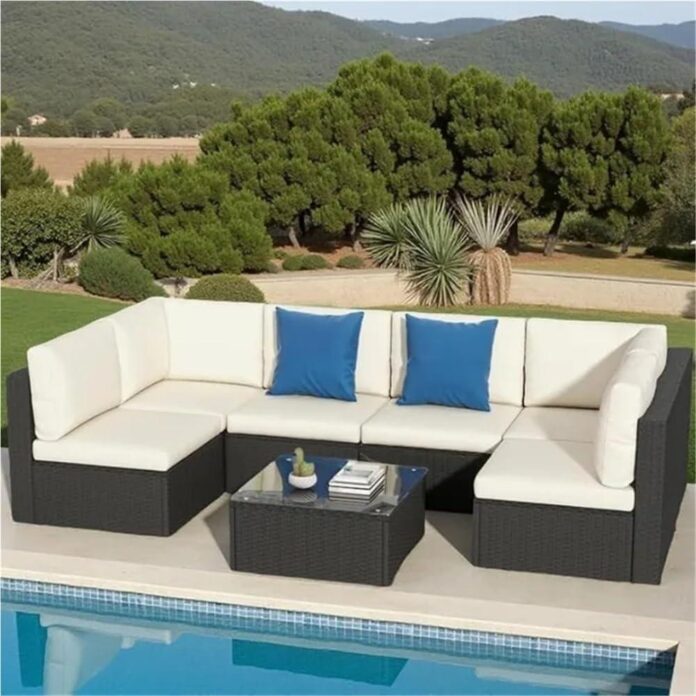 Spacious 7 Piece Pe Rattan Patio Set For Ultimate Comfort