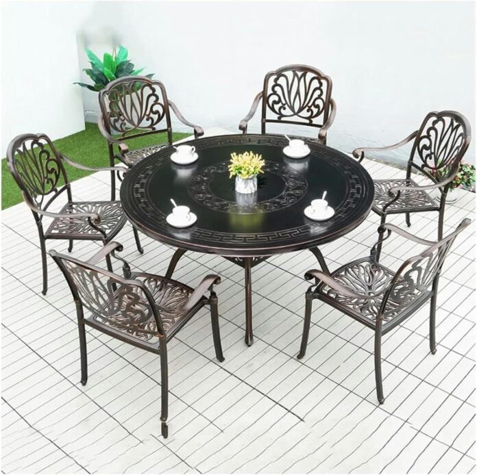 Spacious Cast Aluminum Patio Set Comfort Meets Durability