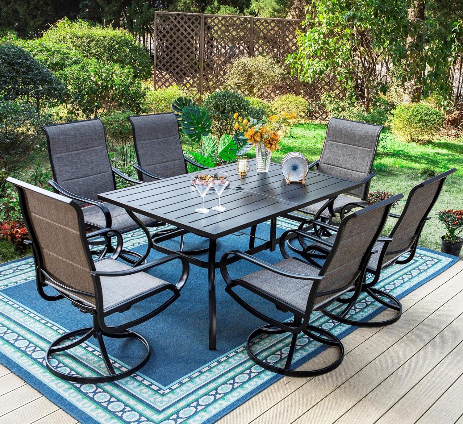 Spinning Comfort and Style: Exploring PHI VILLA's 7-Piece Patio Set