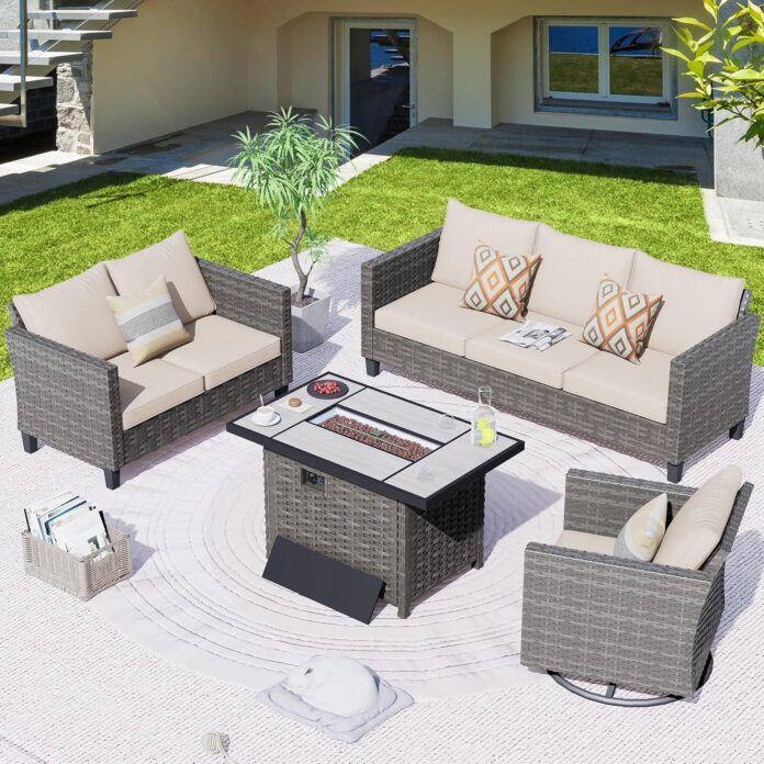 Transforming Outdoor Gatherings With A 4 Piece Wicker Set And Fire Pit