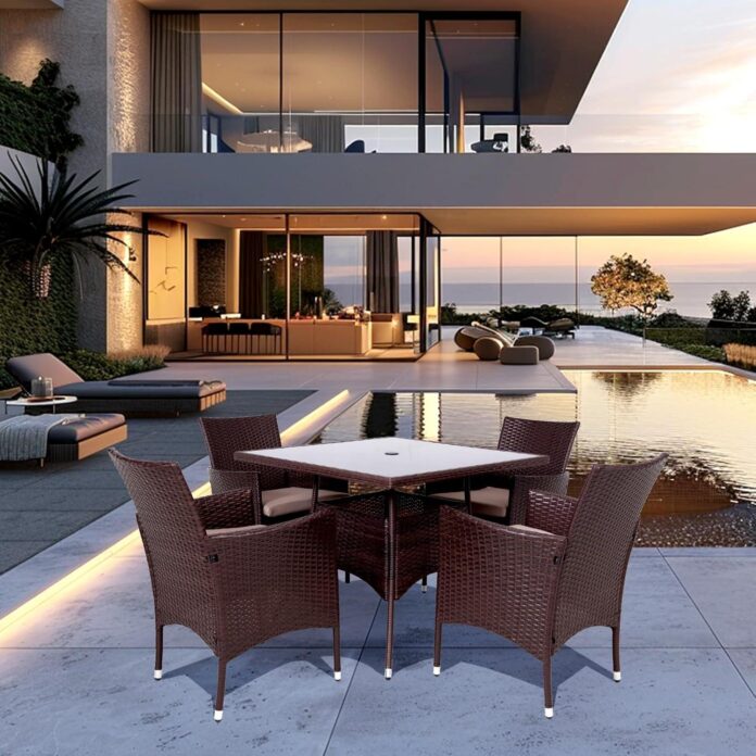 Transforming Outdoor Spaces With A Stylish 5 Piece Wicker Bistro Set