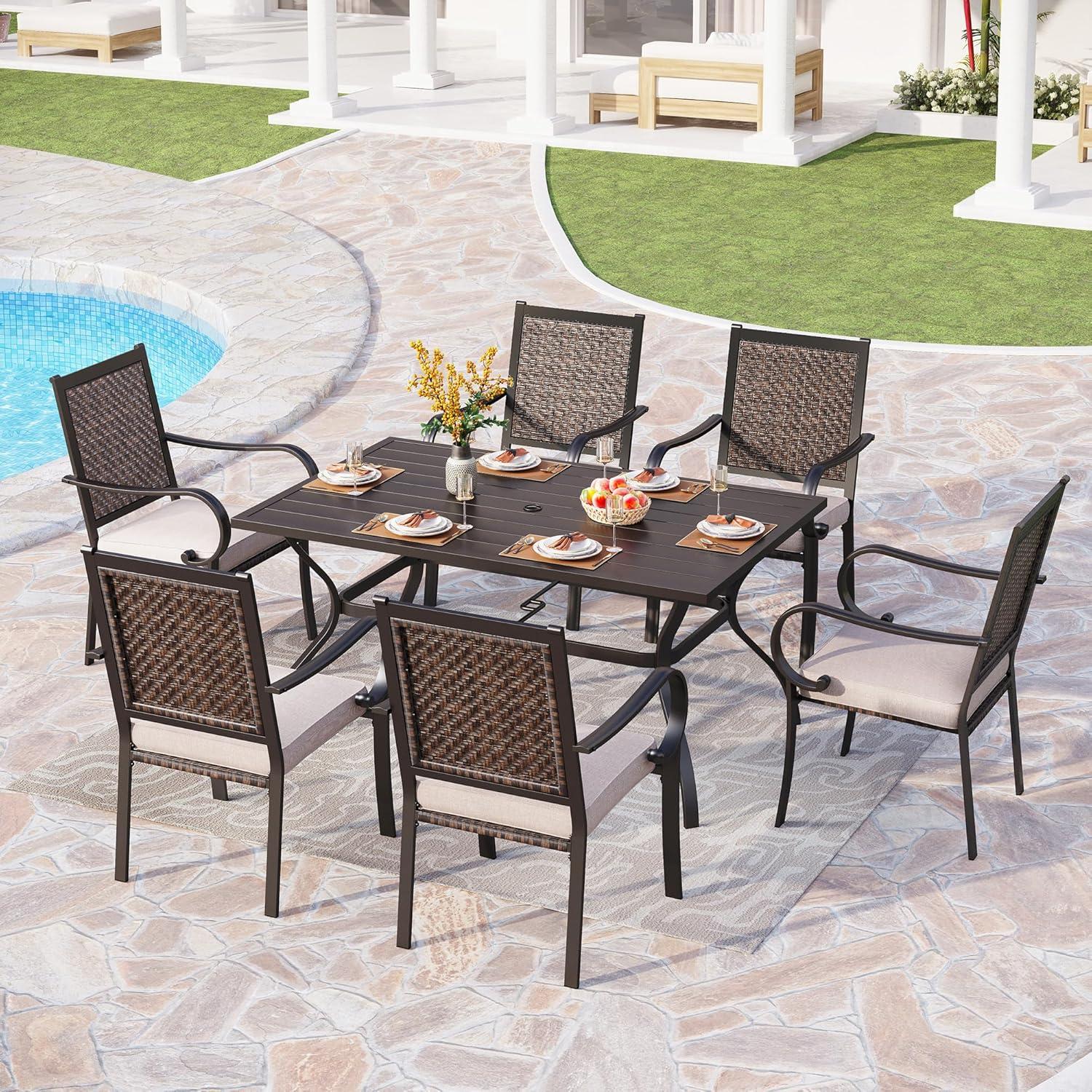 Transforming Outdoor Spaces with PHI VILLA's 7-Piece Wicker Set
