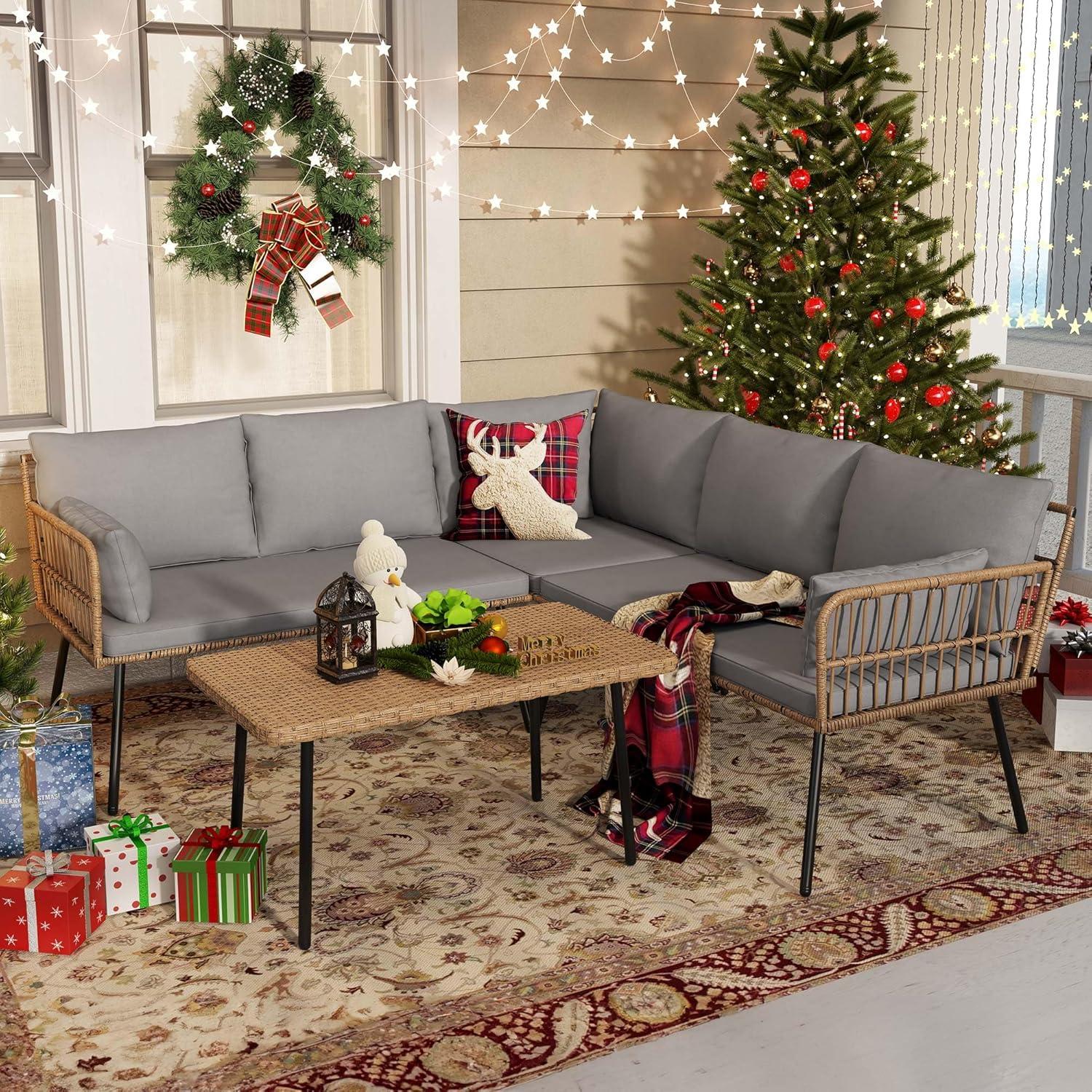 Transforming Outdoor Spaces with YITAHOME's Cozy Wicker Lounge Set