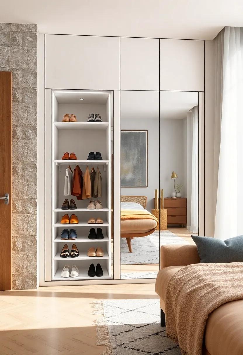 hidden Shoe Compartments⁣ Behind Mirrors: Conceal shoe racks behind​ full-length mirrors for an elegant,space-saving solution