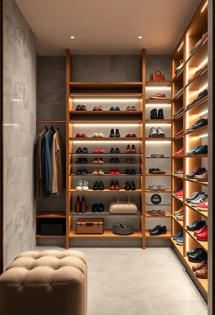 LED-Lit ‌Shoe Display Shelves: Add subtle LED lighting to shoe shelves for a boutique feel and easy ​identification of pairs