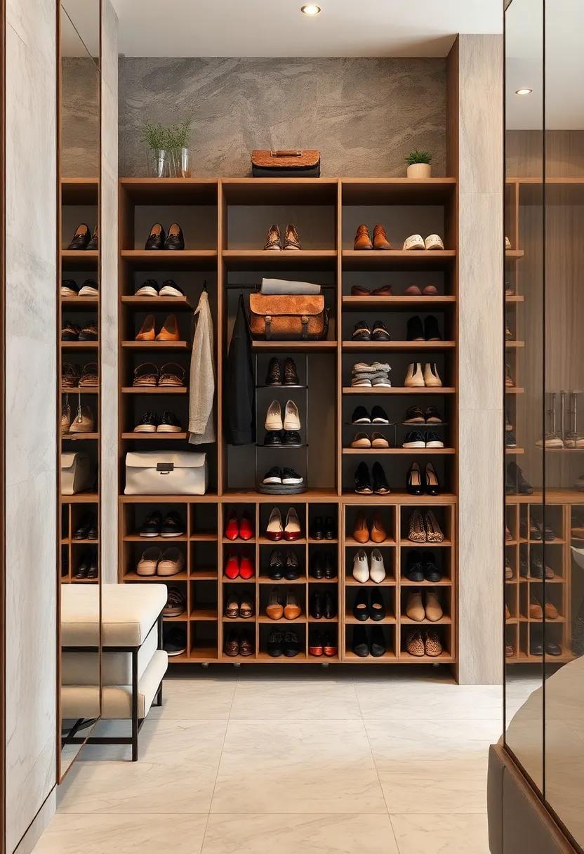 Modular Shoe Cubes on Wheels: Create mobile shoe cubes‍ that can be rearranged within the closet or ‌moved out as needed
