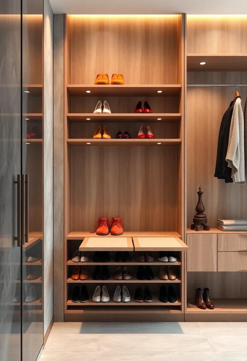 Pull-Out Shoe Sliders with Individual Slots: implement sliders with individual slots for each shoe to maintain order and prevent damage