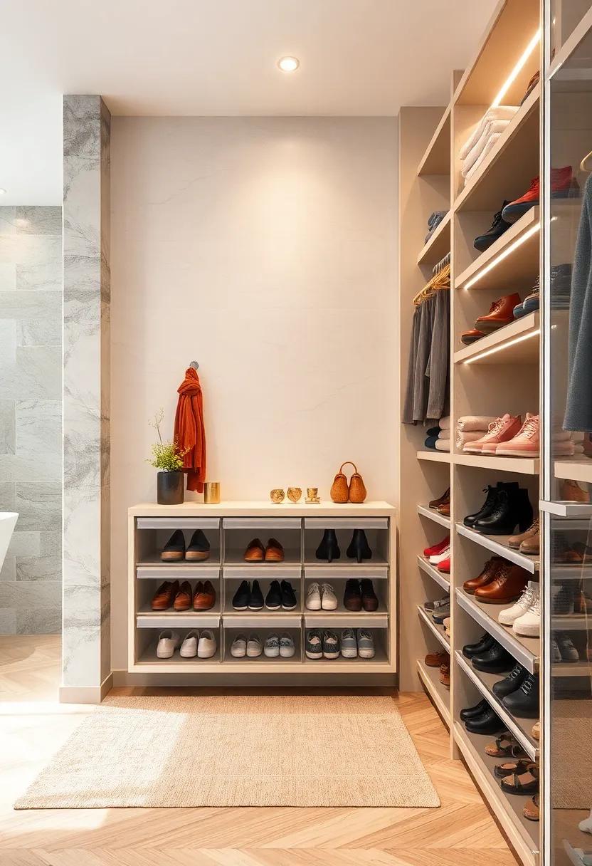 Stackable shoe Boxes with Clear Fronts: Use clear-front ​stackable shoe boxes to protect footwear and⁢ optimize vertical space on shelves