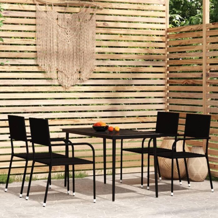 Elevate Outdoor Dining With A Sleek 5 Piece Black Patio Set