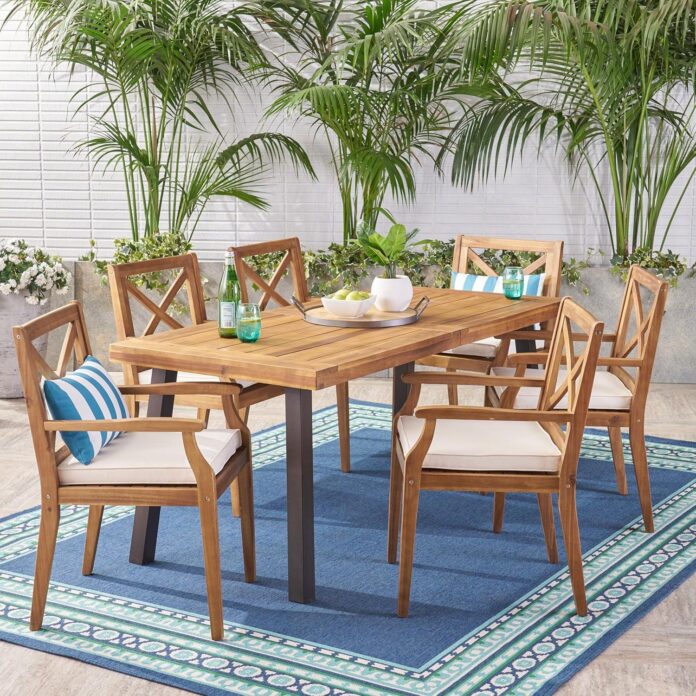 Gather Round Experiencing The Justin 7 Piece Acacia Dining Set