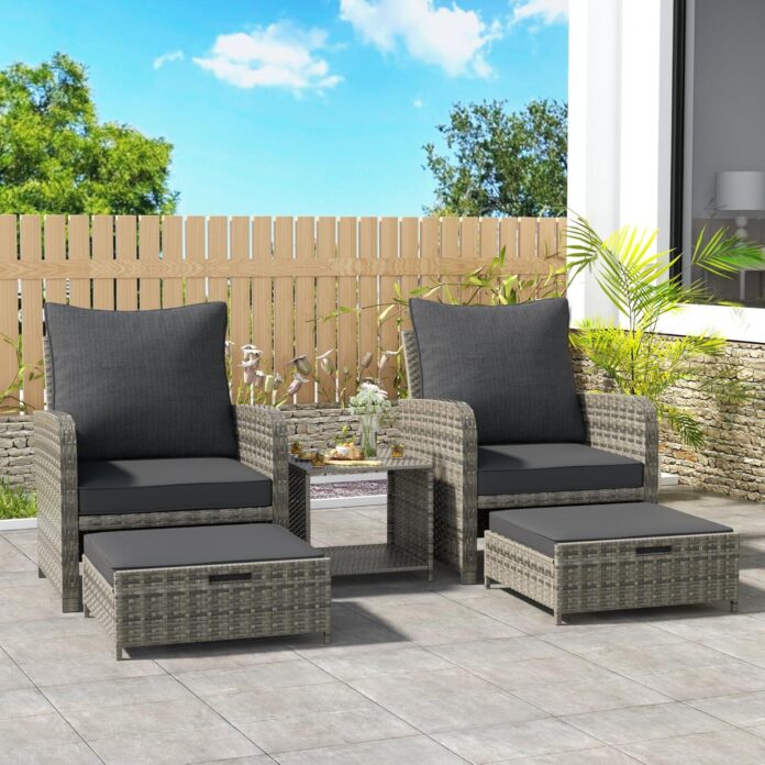 5 Piece Grey Rattan Patio Set Stylish Comfort For Outdoor Spaces 5 Piece Grey Rattan Patio Set Stylish Comfort For Outdoor Spaces