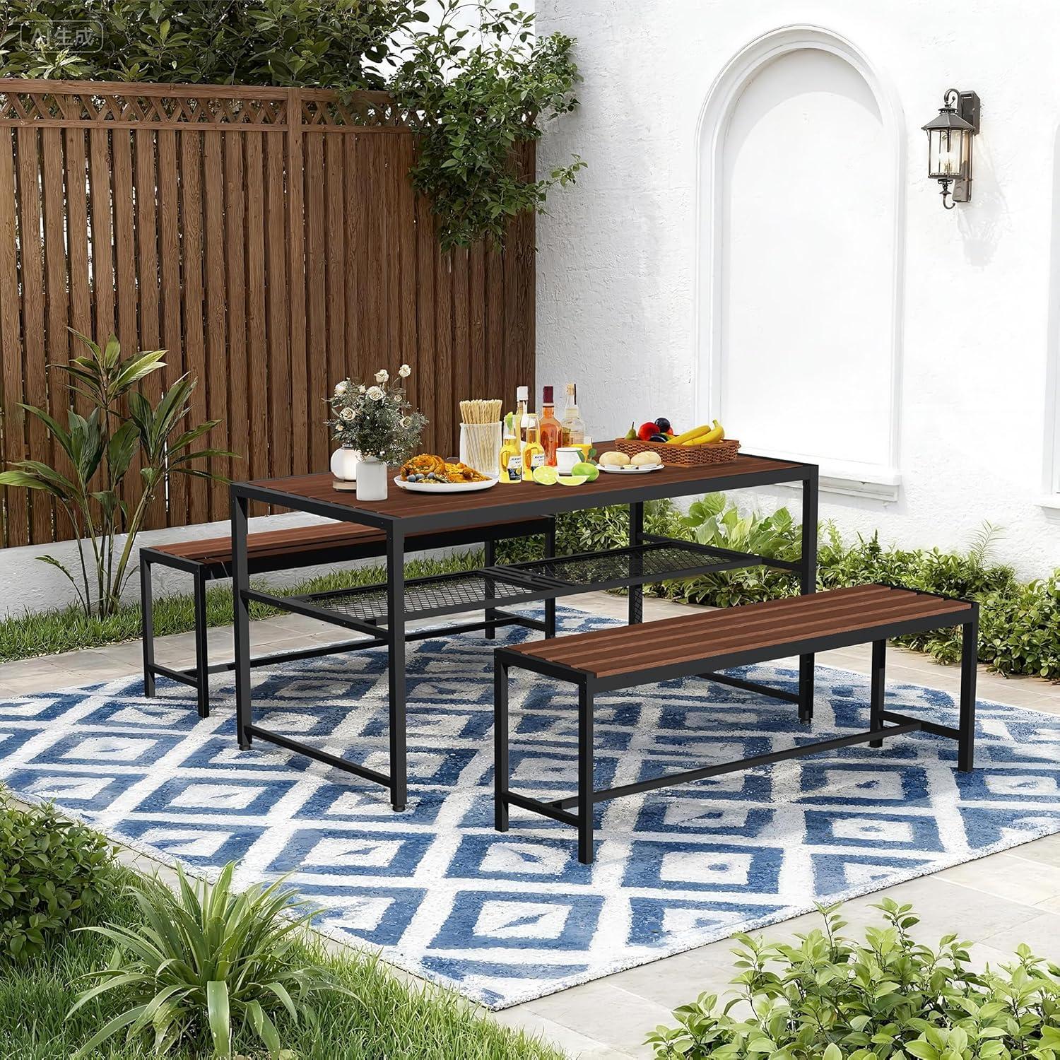 55'' Outdoor Picnic Table and Bench Set - fits your porch