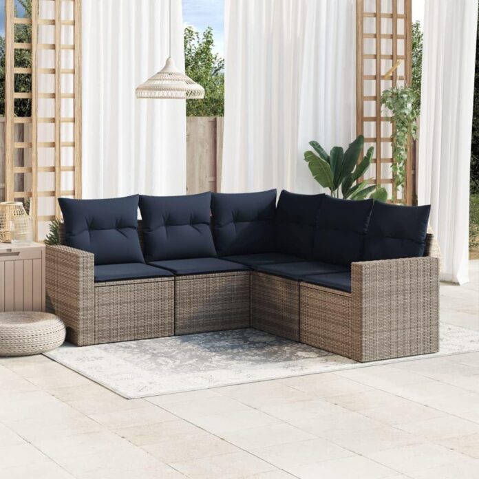 Creating Cozy Outdoor Corners Gray 5 Piece Modular Patio Sofa Set
