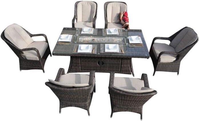 Direct Wicker Eton 6 Seat Fire Pit Set For Your Evenings