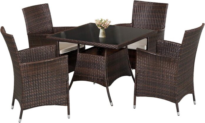 Elevate Outdoor Dining With This Stylish 5 Piece Wicker Set