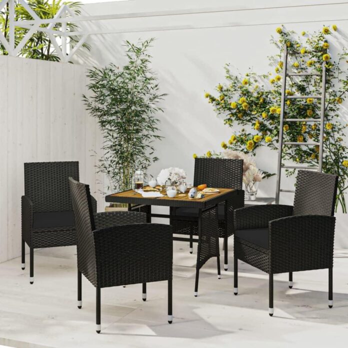 Elevate Outdoor Meals With A Sleek Black Rattan Dining Set