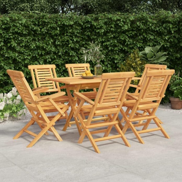 Elevate Outdoor Meals With A Stylish 7 Piece Teak Set