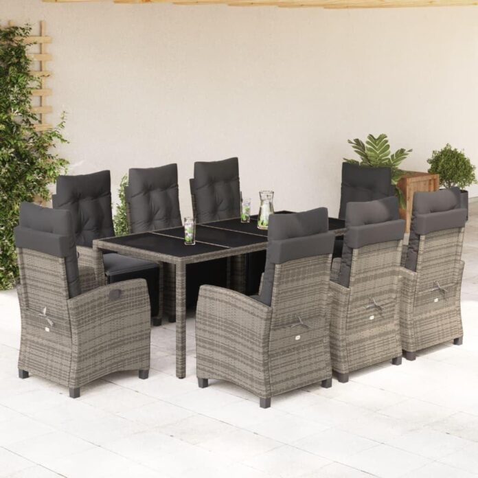 Gather Around Spacious 9 Piece Gray Rattan Outdoor Dining Set Review
