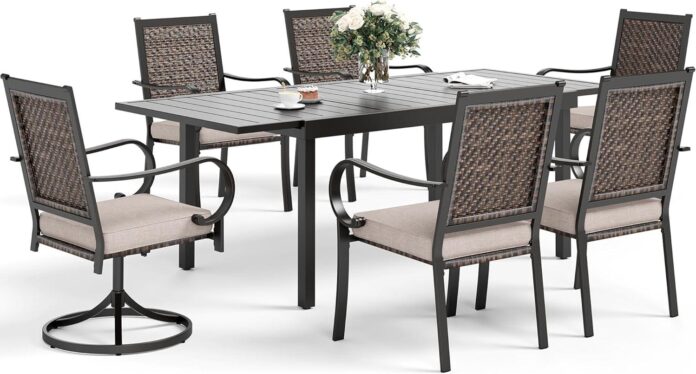 Gather Around The Stylish 7 Piece Wicker Patio Dining Set
