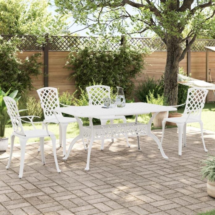 Gathering Around A Stylish White Cast Aluminum Garden Set