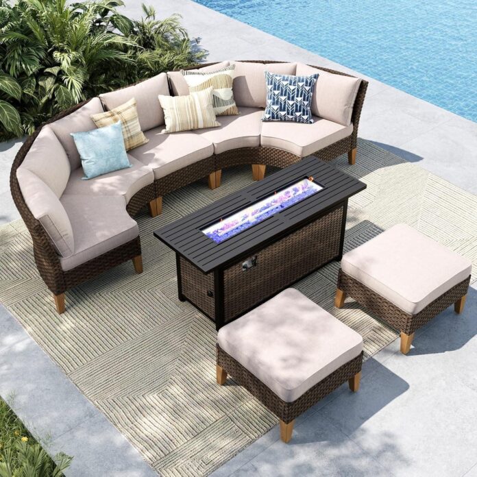 Gathering Around Comfort Exploring A Stylish Wicker Patio Set With Fire Pit