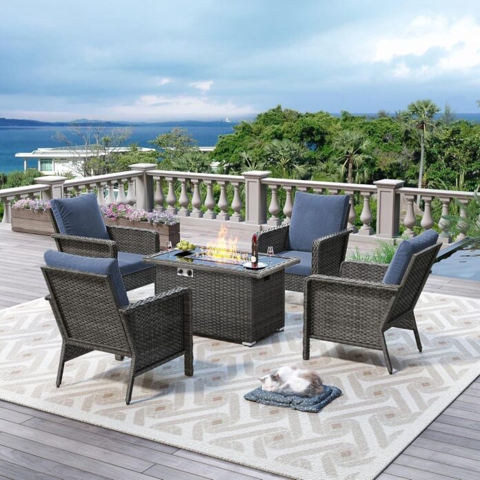 Gathering Around Warmth And Comfort Patio Sofa Set With Fire Pit