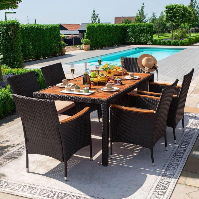 Gathering Outdoors Exploring Devoko 7 Piece Patio Set Comfort Gathering Outdoors Exploring Devoko 7 Piece Patio Set Comfort