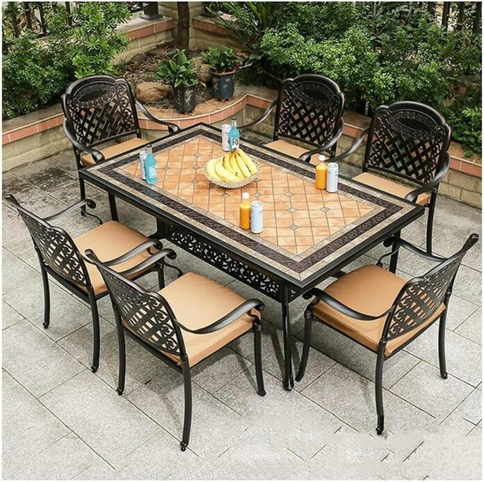 Patio Dining Set Cast Aluminum 7 Piece Fits Your Patio