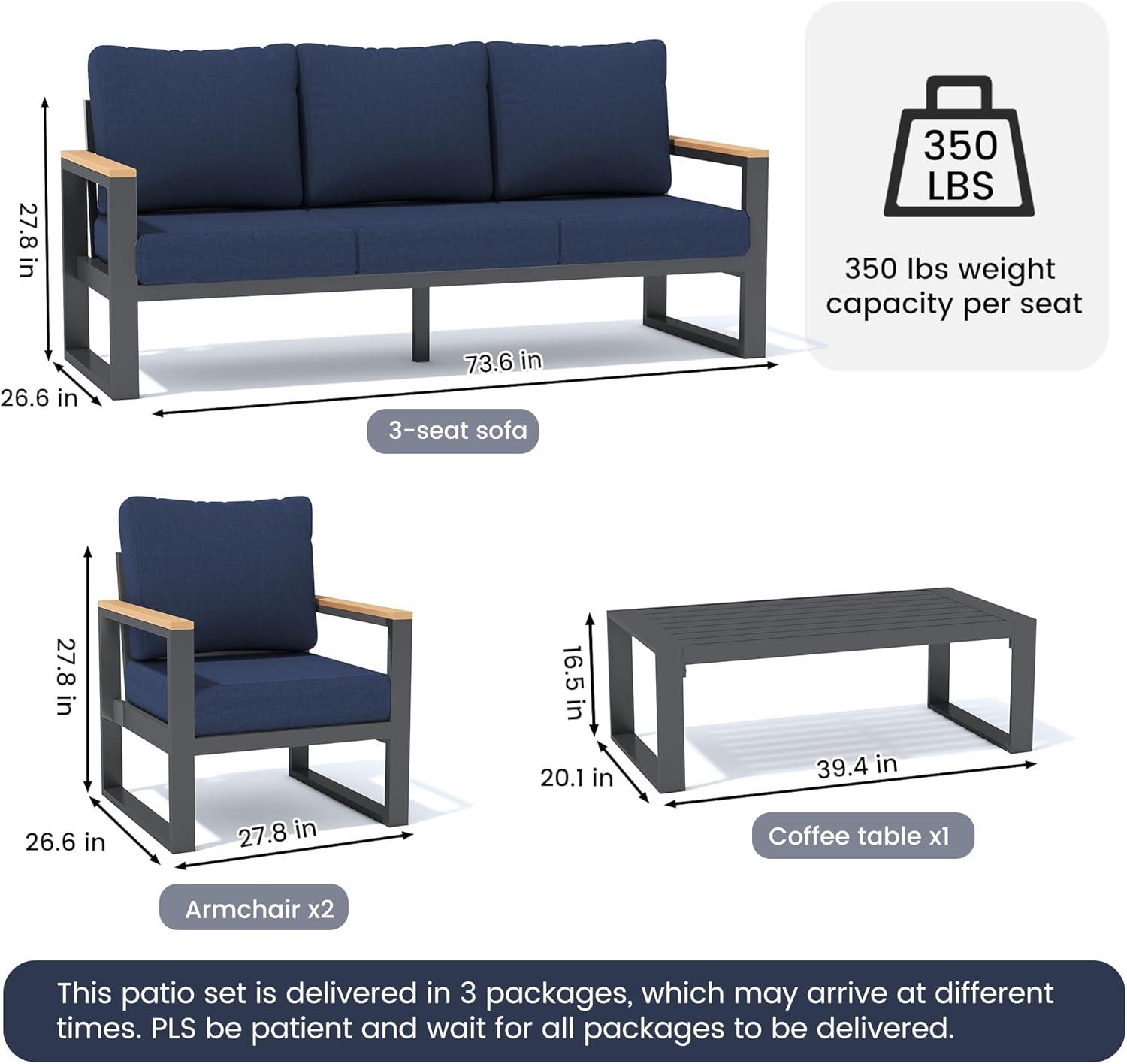 Relaxing together: Exploring Sundale's Stylish Navy Blue Patio Set