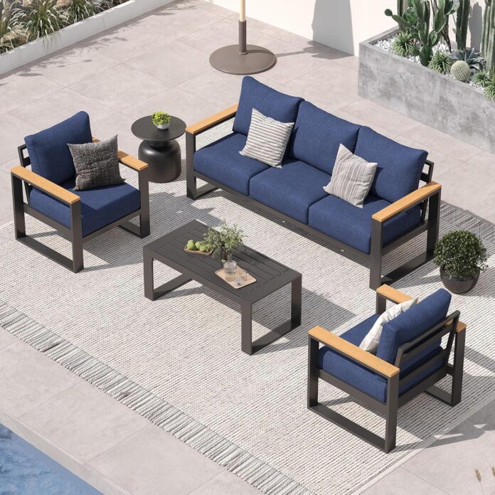 Relaxing Together Exploring Sundale Stylish Navy Blue Patio Set
