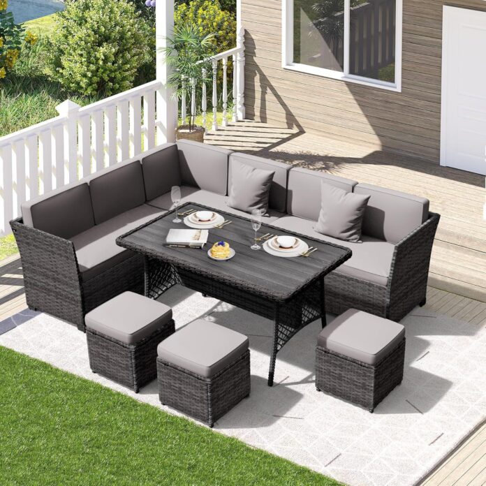 Spacious And Stylish Patio Dining Set Perfect For Gathering